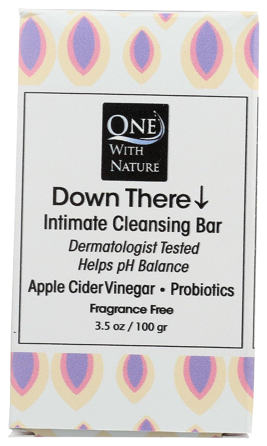One With Nature Down There Fragrance Free Intimate Cleansing Soap Bar, 3.5