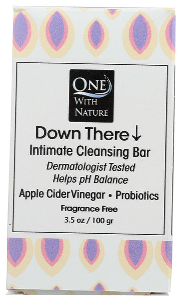 One With Nature Down There Fragrance Free Intimate Cleansing Soap Bar, 3.5