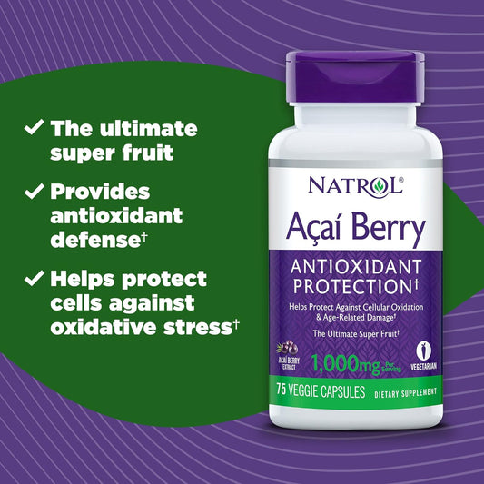 Natrol Acai Berry, Antioxidant Protection, 1,000mg Vegi Capsules, 75 c