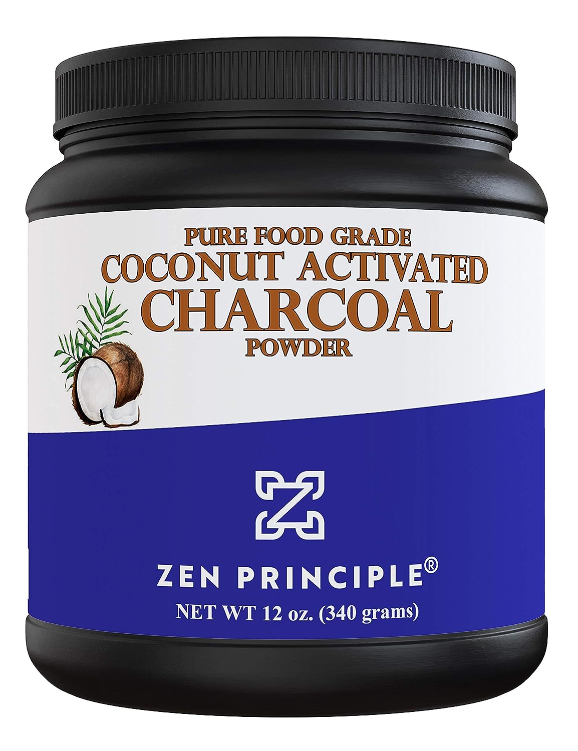 Large 12 . Coconut Activated Charcoal Powder. Whitens Teeth, Rejuvenates Skin and Hair, Supports Better Digestion. USA-Owned Producers, Free Scoop