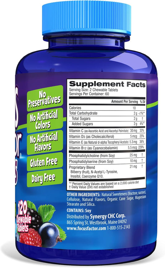 Focus Factor Kids Extra Strength Daily Chewable for Brain Health Suppo