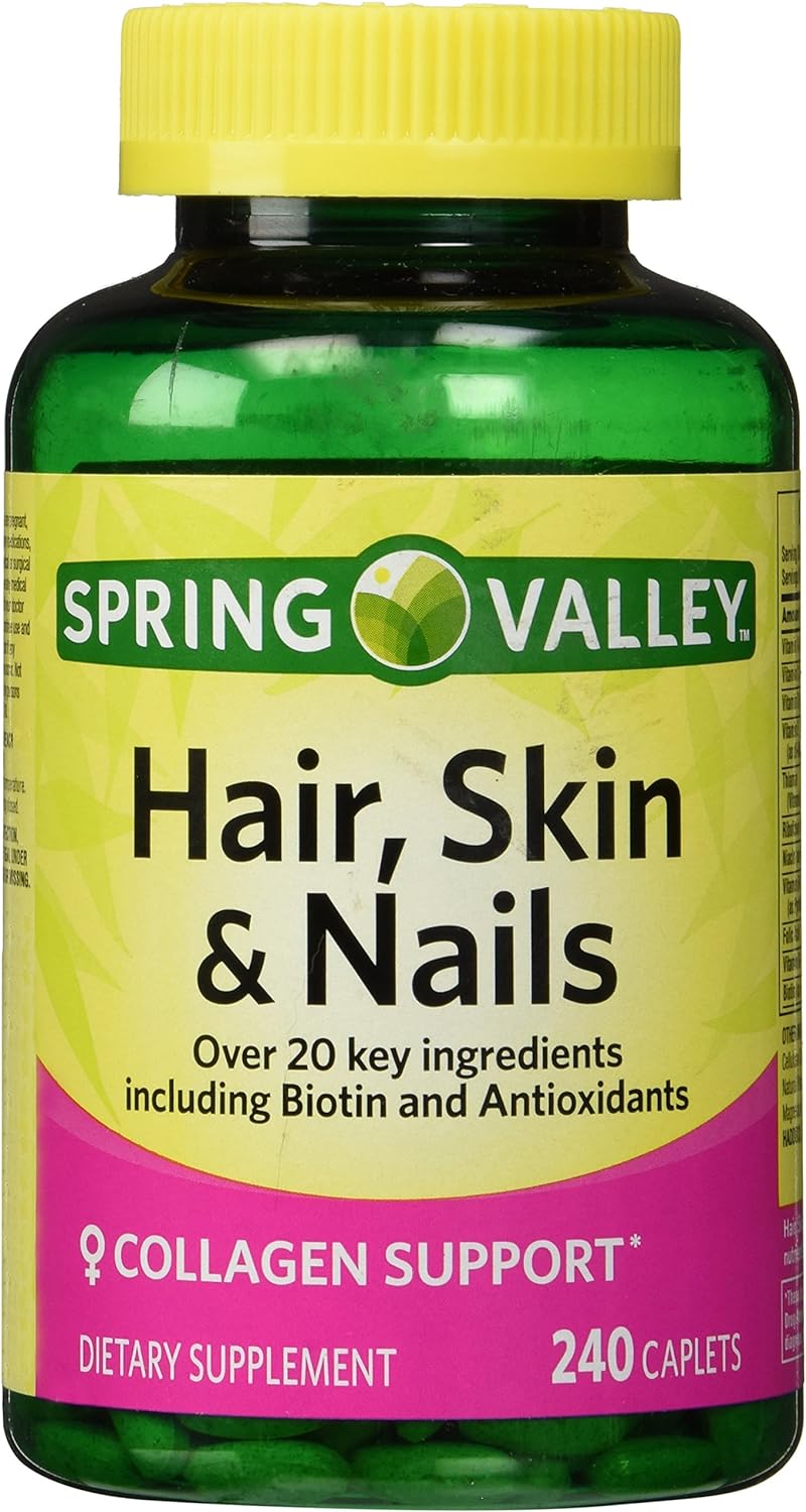 Spring Valley - Hair, Skin & Nails, Biotin-Collagen-Gelatin, 240 Caplets