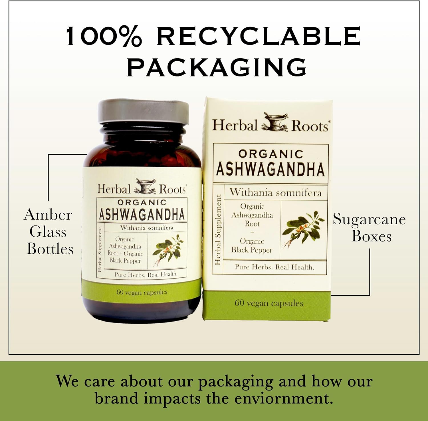 Herbal Roots Ashwagandha Capsules | Extra Strength 1,000mg per Serving