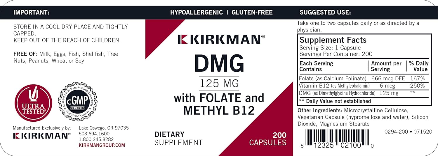 DMG 125 mg with Folate and Methyl B12