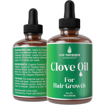 Clove Oil For Hair Growth With Rosemary Oil, Peppermint Oil, Jamaican Black Castor Oil. Vegan Thickening, Moisturizing,