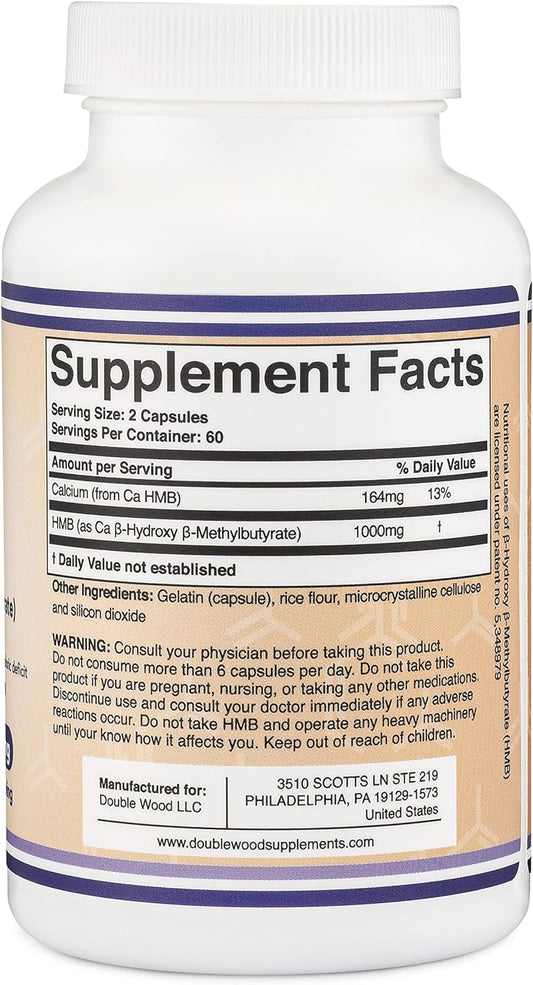 Hmb Supplement, Third Party Tested, Made In Usa, 120 Capsules, 1000Mg