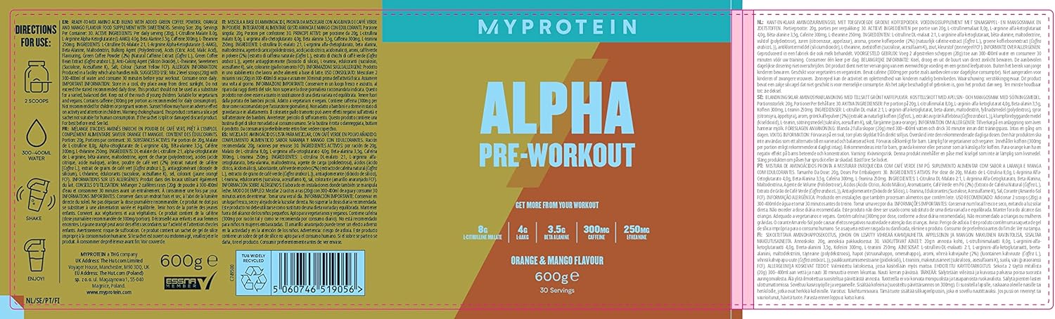 Myprotein Alpha Pre-Workout Powder with Beta Alanine and Caffeine - Or