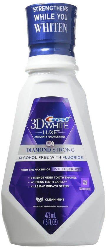 Crest 3D White Luxe Diamond Strong Anticavity uoride Whitening Mouth Rinse, Clean Mint 16  (Pack of 3)