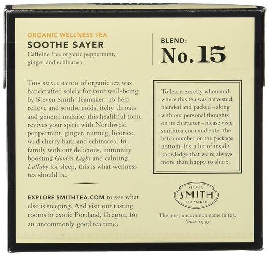 STEVEN SMITH TEAMAKER Smith Teamaker Organic Soothe Sayer No. 15 (Caffeine-free Organic Wellness Tea), 15Count