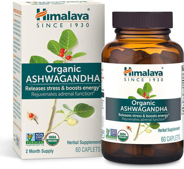Himalaya Organic Ashwagandha, 60 Day Supply, Herbal Supplement for Stress Relief, Energy Support, Occasional Sleeplessne