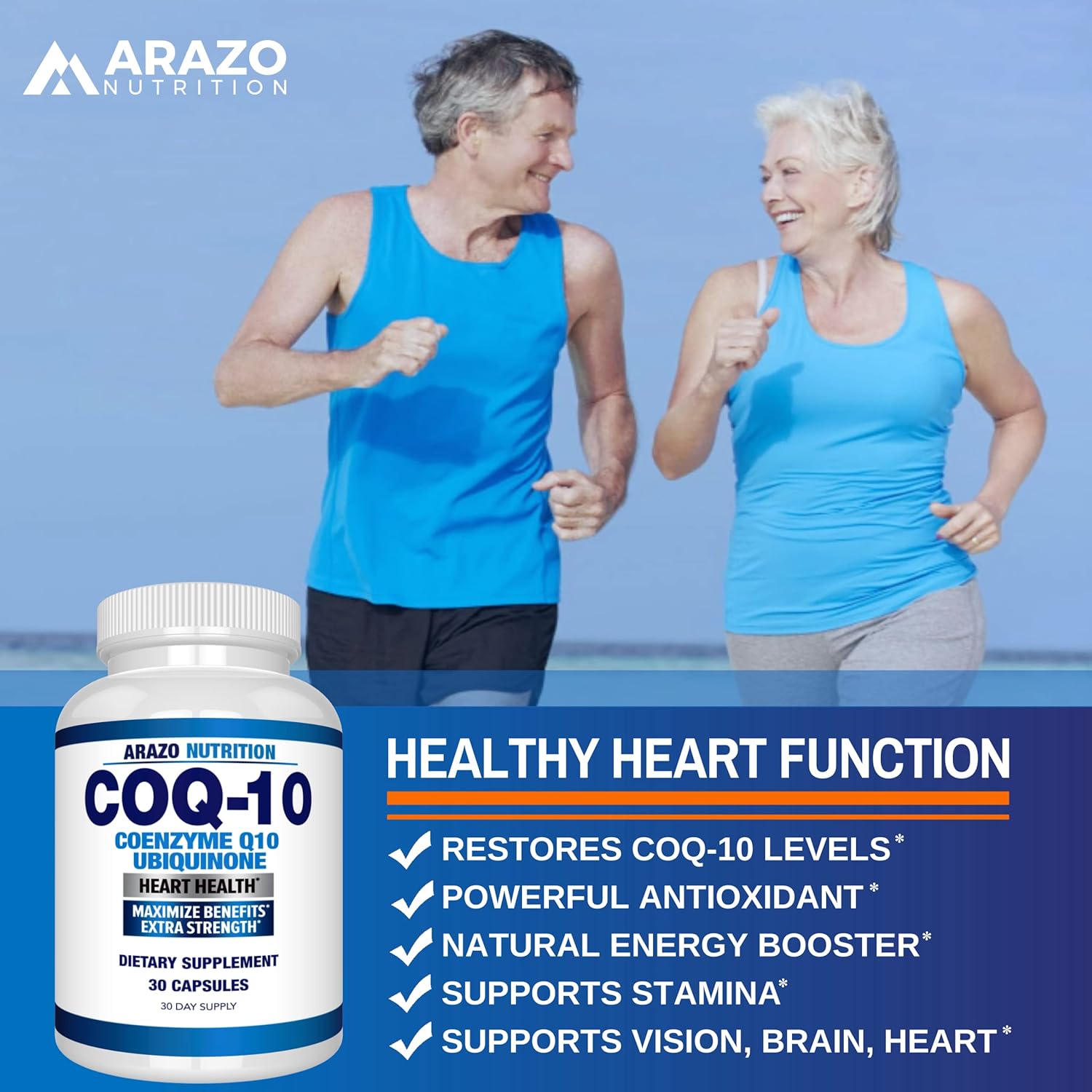 Arazo Nutrition CoQ10 Ubiquinone Coenzyme Q10-200mg Maximum Strength N
