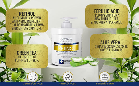 Advanced Clinicals Retinol Body Cream & Collagen Body Lotion Skin Care Set. Anti-Aging Body & Face Moisturizing Creams Repair Wrinkles, Fine lines, & Firm Sagging Skin. 16  (2-Pack Bundle)