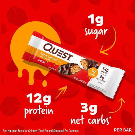 Quest Nutrition Candy Bars Gooey Caramel with Peanuts (12 Bars)1.84 Ou1.44 Pounds