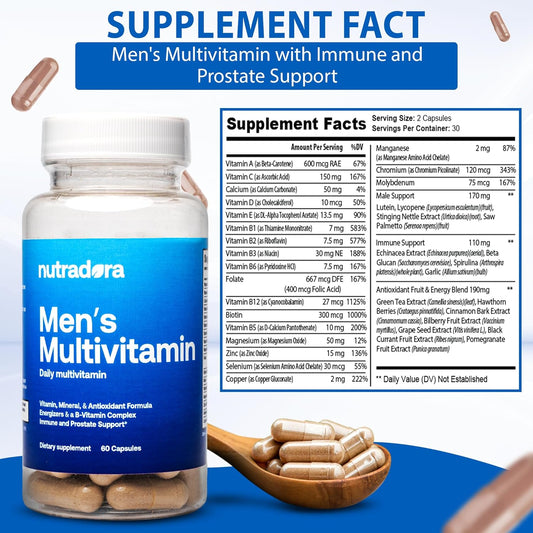 Nutradora Multivitamin for Men - Daily Men's Multivitamins & Multimine