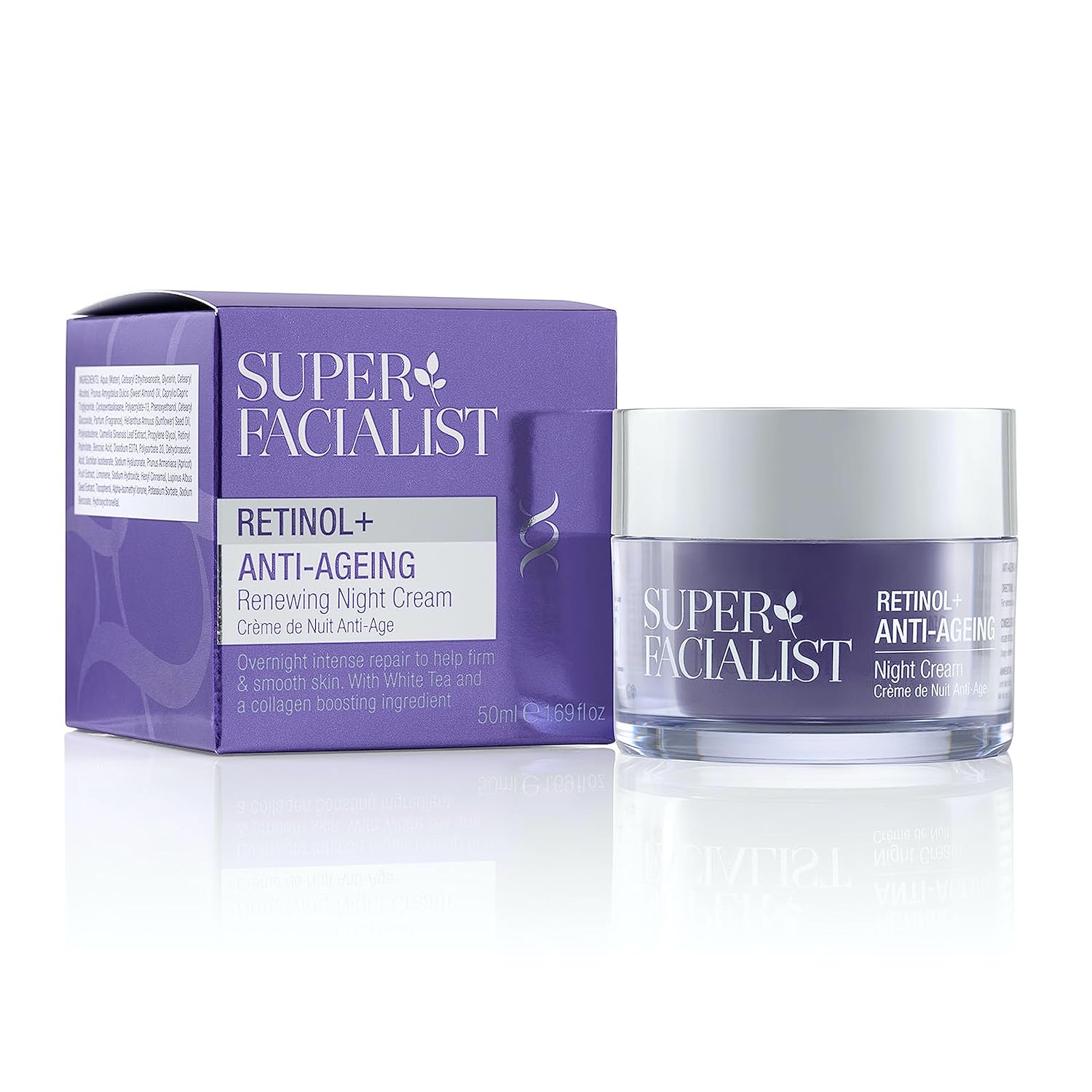 Super Facialist Retinol+ Anti Ageing Renewing Night Cream, Reduce Wrinkles and Fine Lines Overnight, for Normal Skin, 50