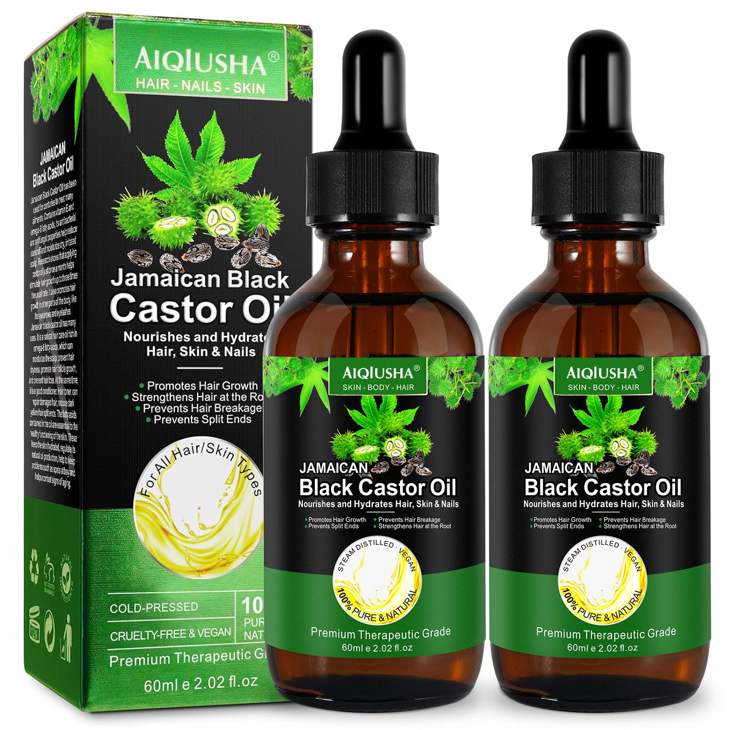 Jamaican Black Castor Oil,120ML,Organic Castor Oil Cold Pressed Glass Bottle,Unrefined 100% Pure Cold Pressed for Body H