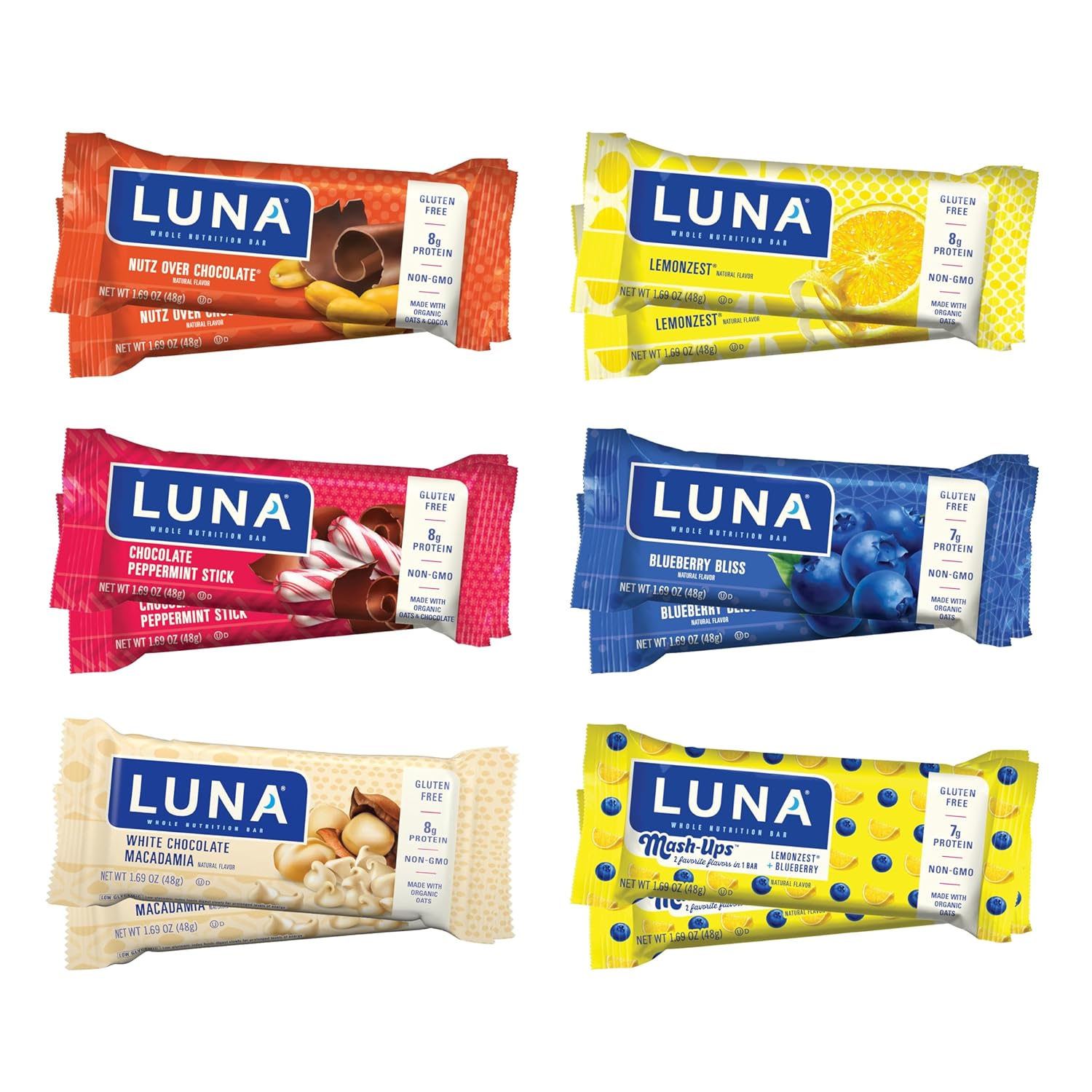 Luna Bar - Variety Pack - Gluten-Free - Non-Gmo - 7-9G Protein - Made 1.27 Pounds