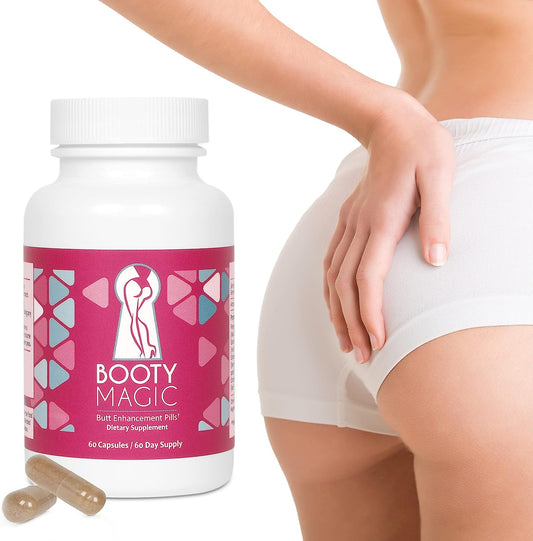 Booty Magic Butt Enhancement Pills - 2 Months Supply of Booty Pills, Bum Pills for Bigger, Rounder, Volumized Butt with