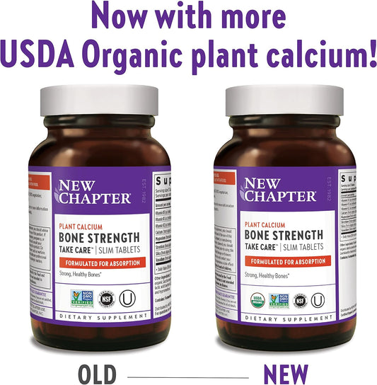 New Chapter Calcium Supplement - Bone Strength Whole Food Calcium with Vitamin K2 + D3 + Magnesium, Vegetarian, Gluten Free 90 Count (1 Month Supply)