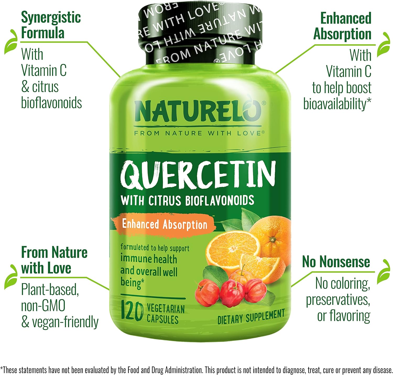 NATURELO Quercetin Citrus Bioflavonoid Complex with Enhanced Absorptio