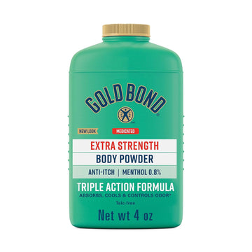 Gold Bond Medicated Talc-Free Extra Strength Body Powder, 4 oz., for Cooling, Absorbing Itch Relief