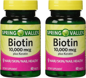 Spring Valley 10000mcg Biotin with 100mg Keratin Dietary Supplement, 6