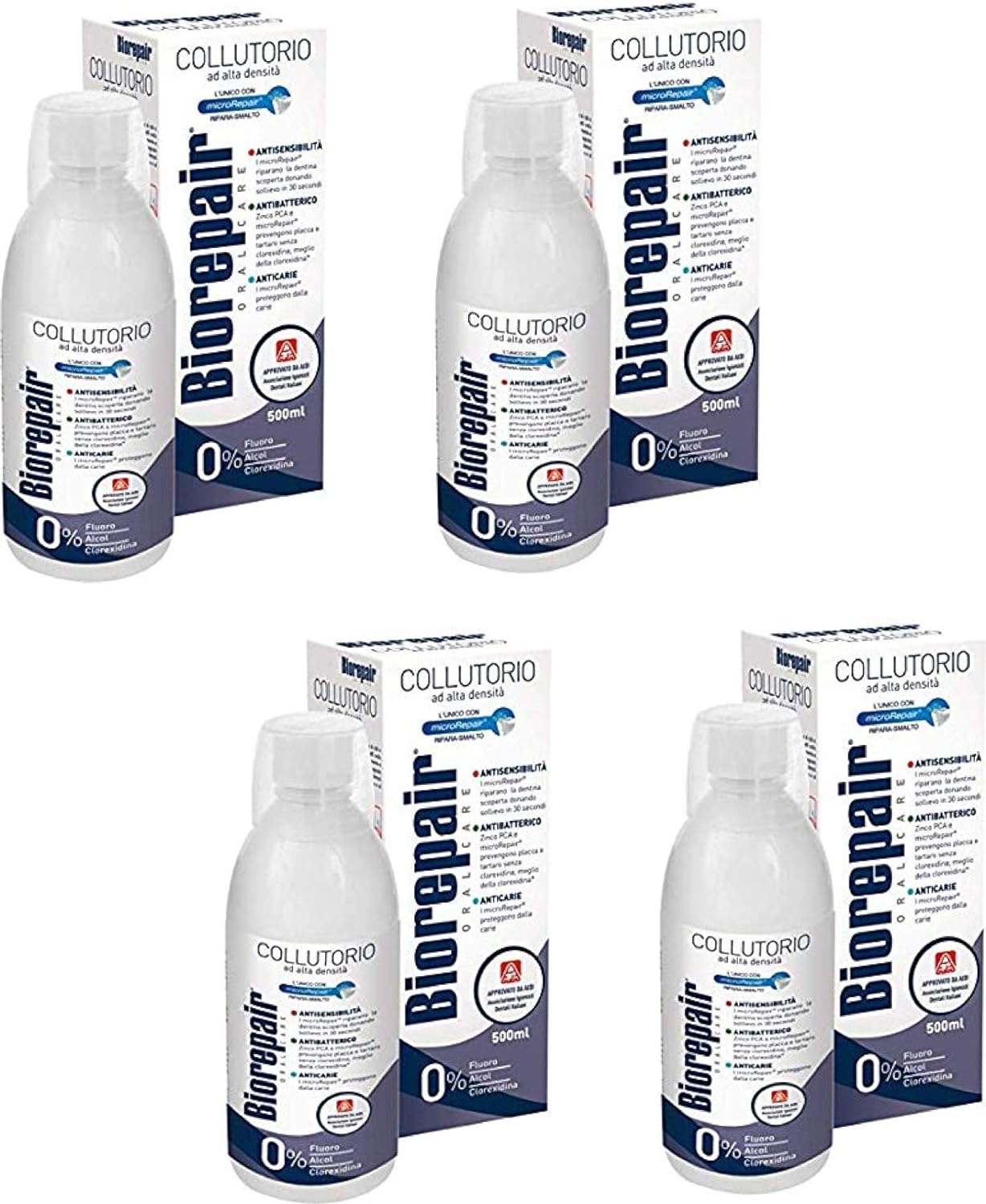 Biorepair: " Collutorio " Mouthwash 500/16.9 . - Pack of 4