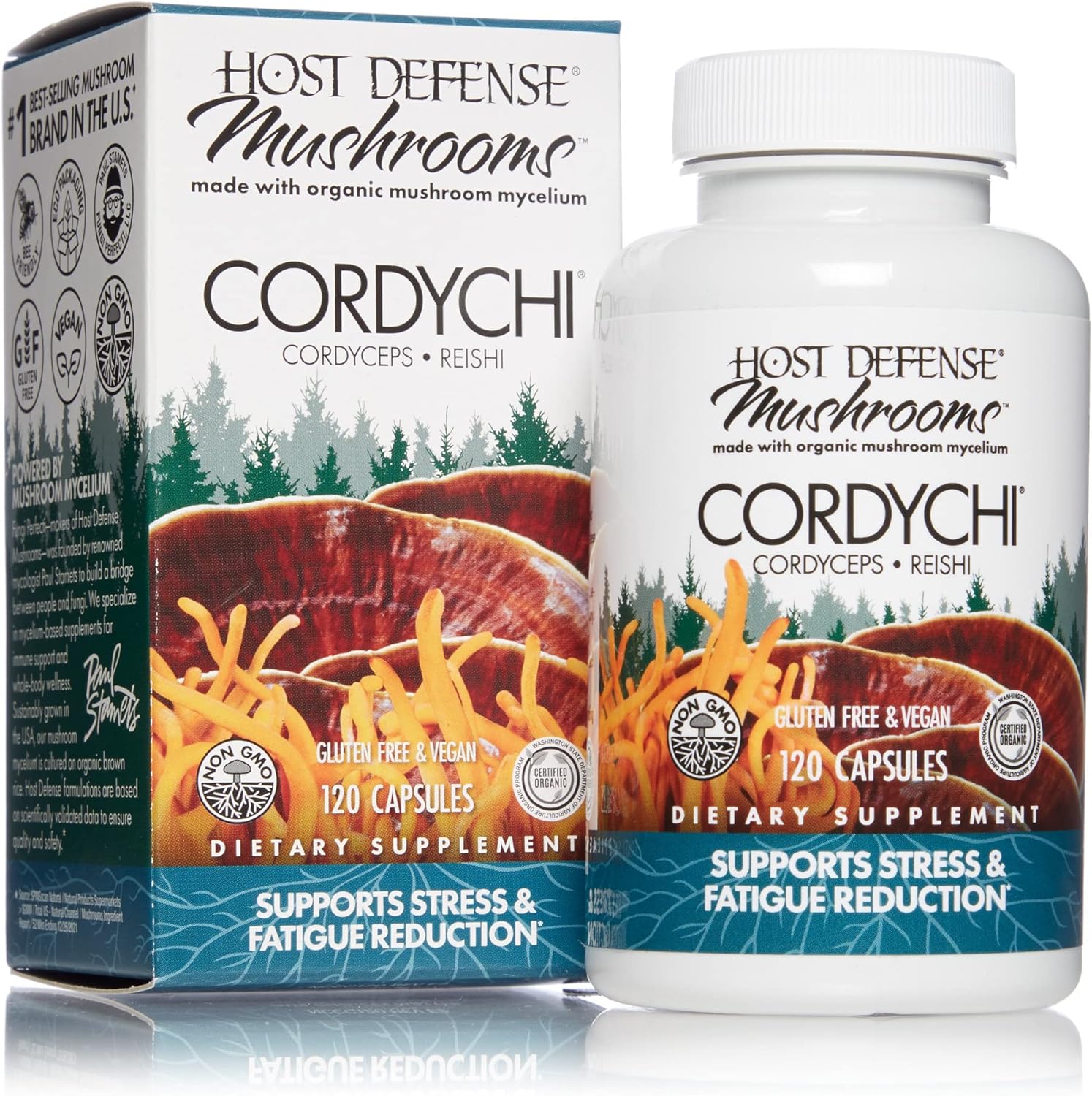 Host Defense, CordyChi Capsules, Support Stress and Fatigue Reduction,