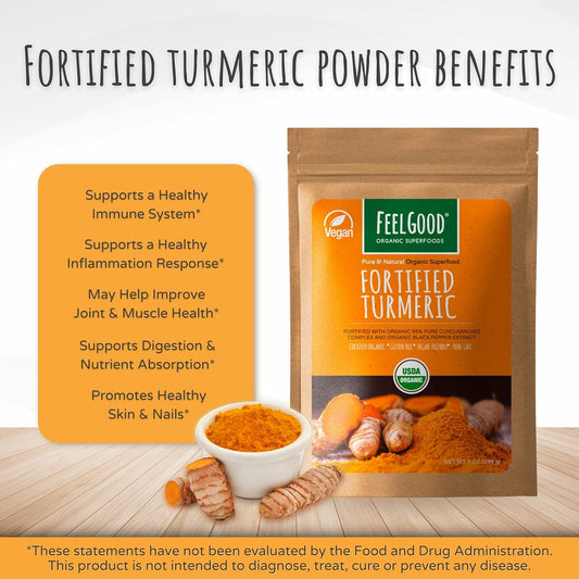 FeelGood Organic Superfoods Fortified Turmeric Powder with C