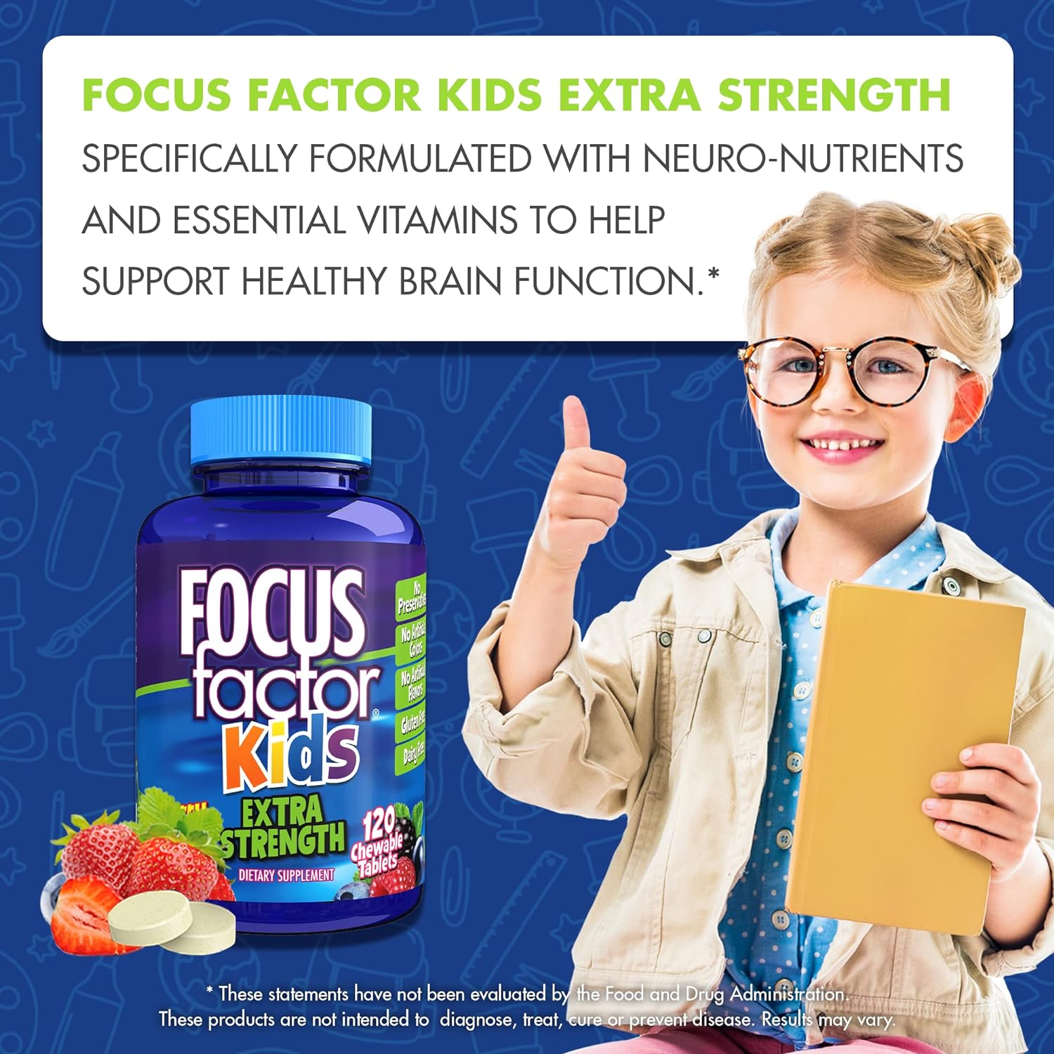 Focus Factor Kids Extra Strength Daily Chewable for Brain Health Suppo