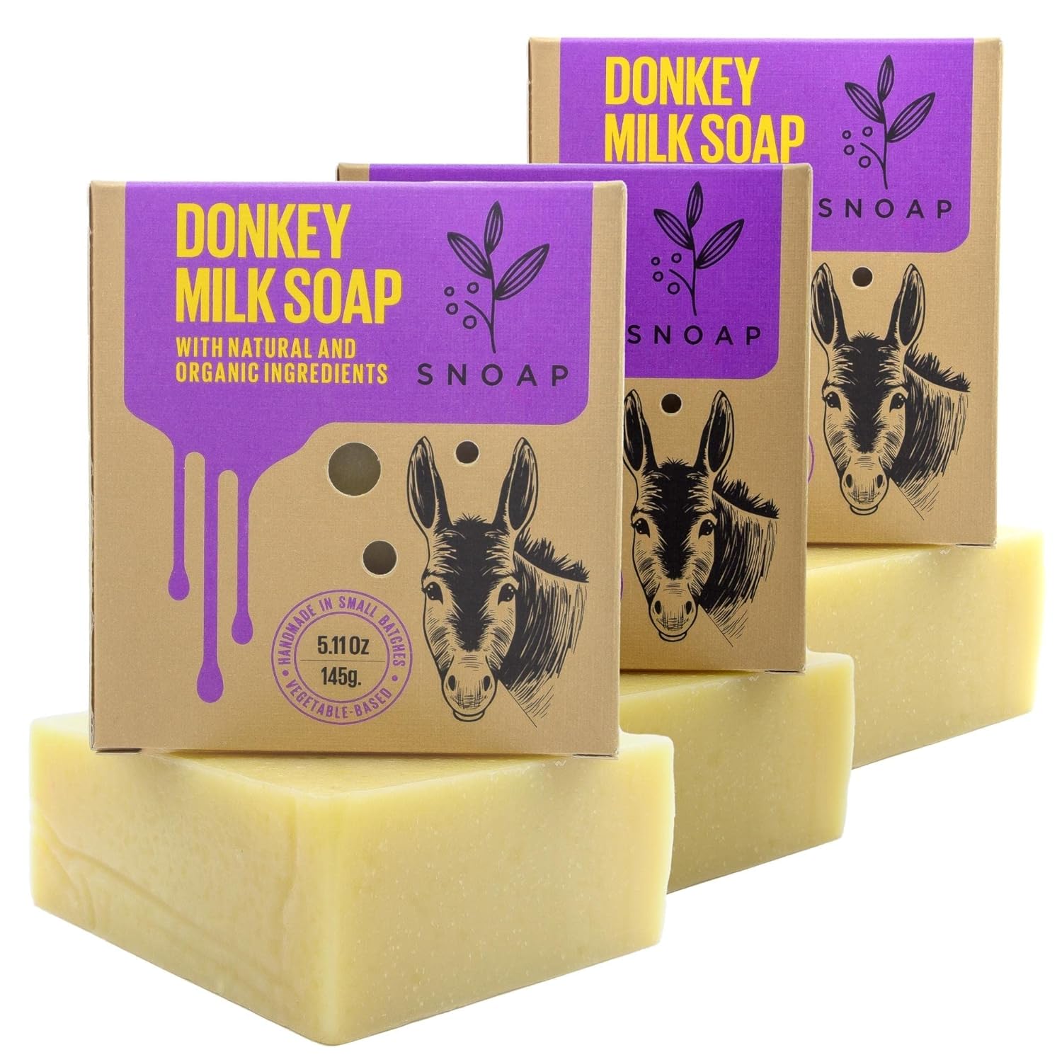 SNOAP Unscented Soap Bar, Donkey's Milk, Organic Cacoa Butter & Organic Oils, Cleansing Face & Body Bar For Everyone 5.00  (Pack of 3)