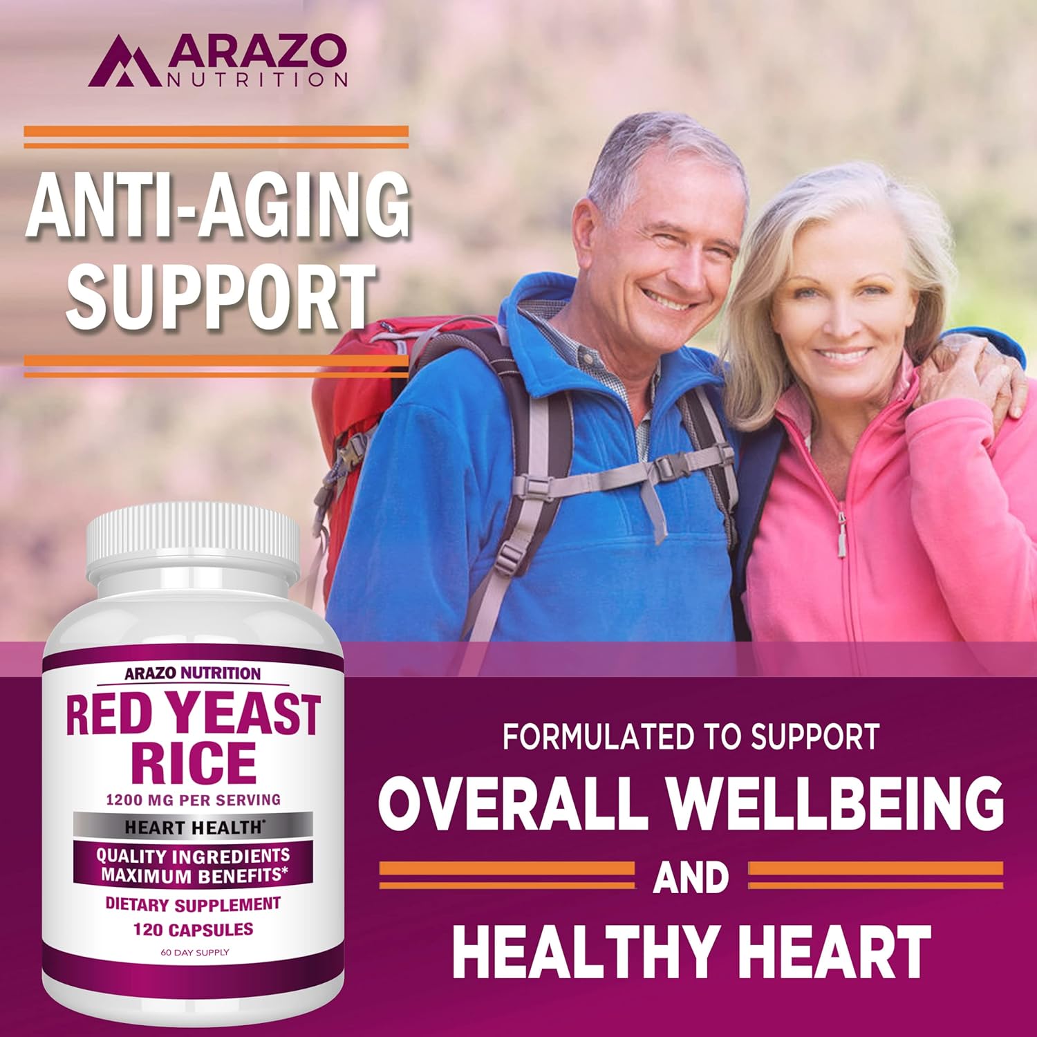 Arazo Nutrition Red Yeast Rice Extract 1200 MG – Citrinin Free Supplem