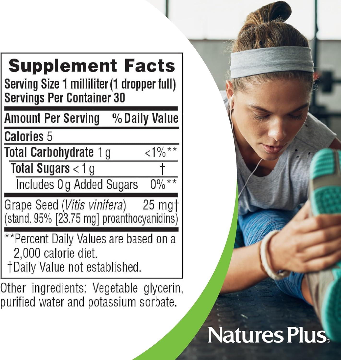 NaturesPlus Herbal Actives Grape Seed 25 mg Liquid Suspension - Vegan 