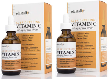 Elastalift Vitamin C Facial Serum For Age Spots, Wrinkles, & Expression Lines. Anti-Aging Face Serum W/Vitamin C & Hyaluronic Acid Brightens Skin To Promote Healthier Skin Complexion (2-Pack)