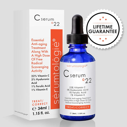 serumtologie C Serum 22 – Pure Vitamin C Serum for Face with Hyaluronic Acid & Ferulic Acid | Potent Anti-Aging Serum for Dark Spots, Fine Lines and Wrinkles | Brightening Serum - 1.15