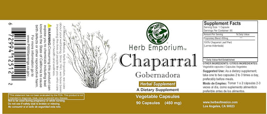 Chaparral (Gobernadora), 90 Capsules (450 mg) by Herb Emporium (Pack o