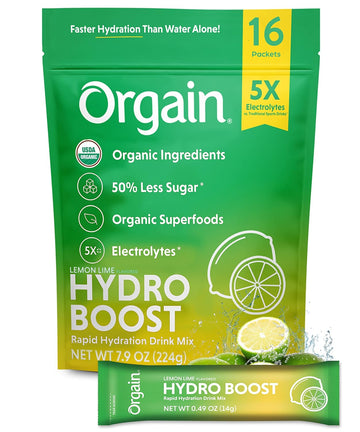 Orgain Organic Hydration Packets, Electrolytes Powder - Lemon Lime Hyd