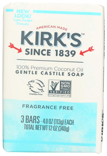 Kirk's Coco Castile Bar Soap, No Fragrance, 4
