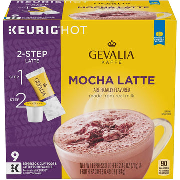 Gevalia Mocha Latte Espresso K-Cup Coffee Pods & Froth Packets (9 Pods and Froth Packets)