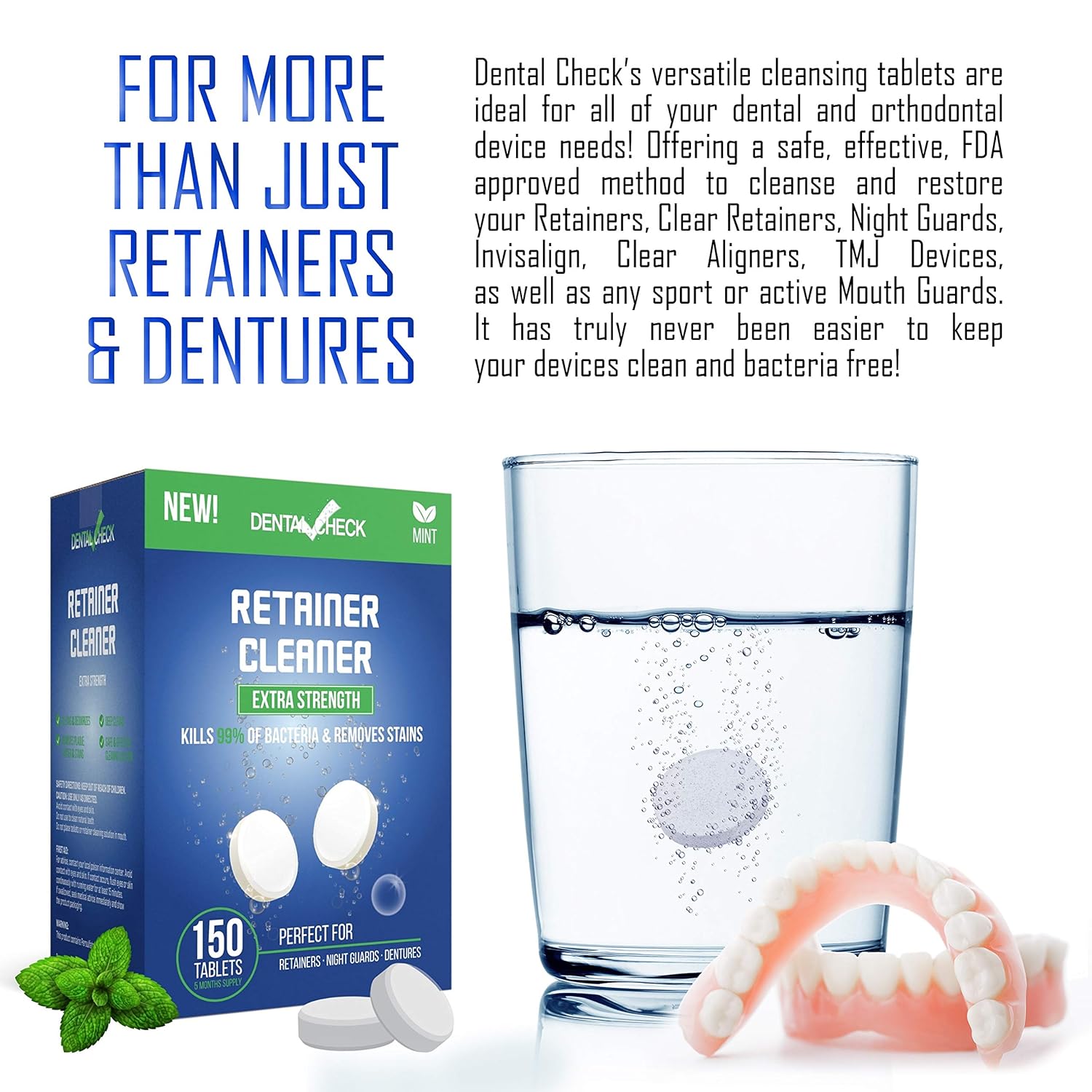 Retainer and Denture Cleaner 150 Tablets, 5 Month Supply Cle