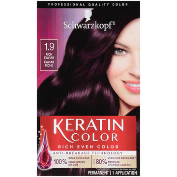 Schwarzkopf Keratin Color Permanent Hair Color Cream, 1.9 Rich Caviar