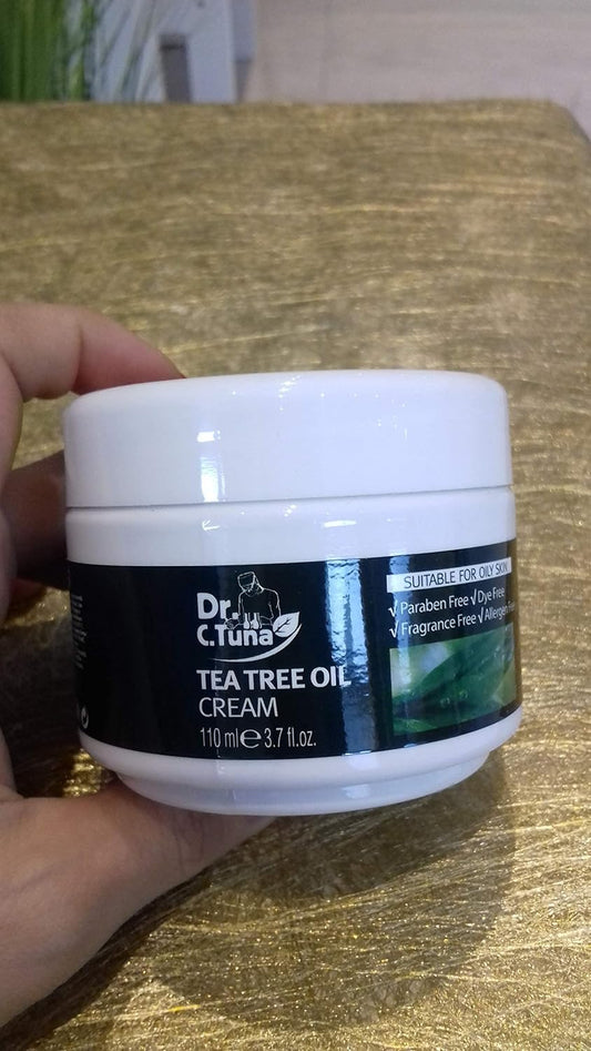 FARMASI Dr. C. Tuna Tea Tree Cream, For Oily, Acne Prone Skin, Extra Soothing & Nourishing, Non-Greasy, Vegan, Facial and Whole Body Moisturizer with Tea Tree and Carrot Oil, 3.6 . . / 110 ml