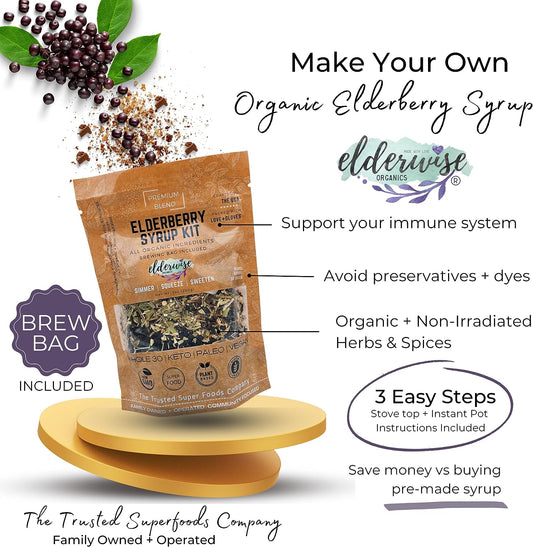 Elderwise Organic Elderberry Syrup Kit - Easy to Use, DIY Elderberry S