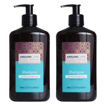 Arganicare Shampoo for Dry & Damaged Hair Enriched with Organic Moroccan Argan Oil and Shea Butter. 13.5 . .- 2 Pack