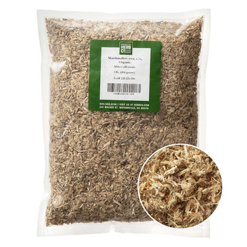 Monterey Bay Herb Co. Organic Marshmallow Root | Mix in Tea Blends | Mortification Root, Hack Root, Sweet Weed | Cut & Sifted