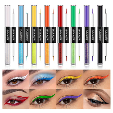 GLAMEER 8 Colors Double Side Liquid Eyeliner,Colorful Eyeliner Pencil