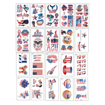 Independence Day Temporary Tattoos, 20 Sheets Tattoo Sticker Masquerade Prank Makeup for Memorial Day,Independence Day