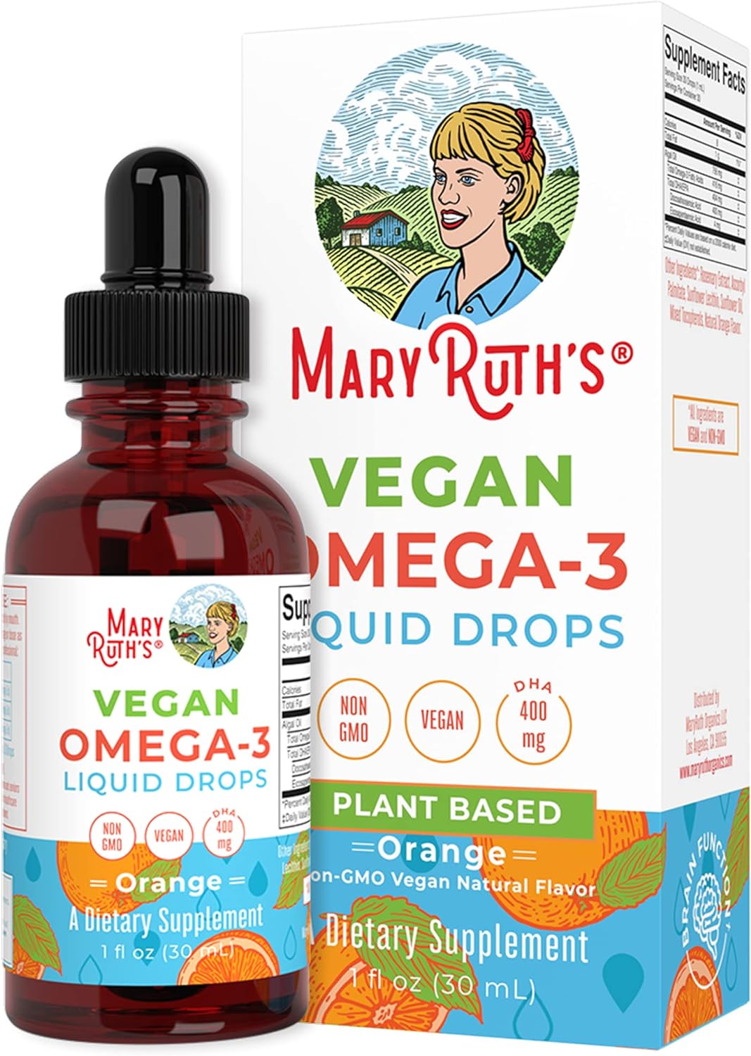 MaryRuth's Omega 3 Liquid Drops | 400mg DHA Per Serving | Omega 3 for Immune Support | Overall Health | for The Whole Fa