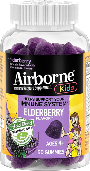 Airborne KIDS Elderberry + Zinc & Vitamin C Gummies, Kids Immune Suppo