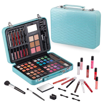 Hot Sugar Makeup Kit for Teenager Girls 10-12, All in One Beginner Makeup Kit for Women Full Kit, Teen makeup kit Cosmetic Gift Set on Birthday Christmas (BLUE ARGYLE)